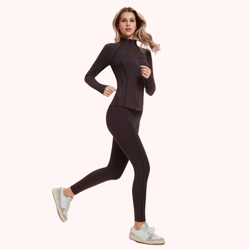 High Quality Full-Zipper Long Sleeve Yoga Activewear Women's Windproof Casual Warm Durable Tight Sports Fitness Coat