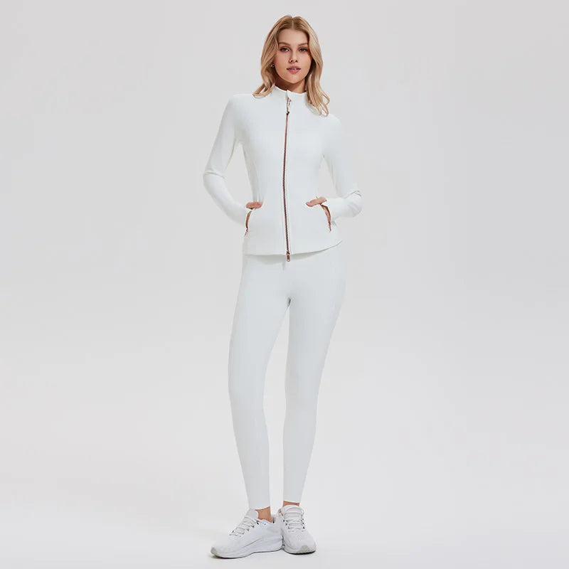 High Quality Full-Zipper Long Sleeve Yoga Activewear Women's Windproof Casual Warm Durable Tight Sports Fitness Coat