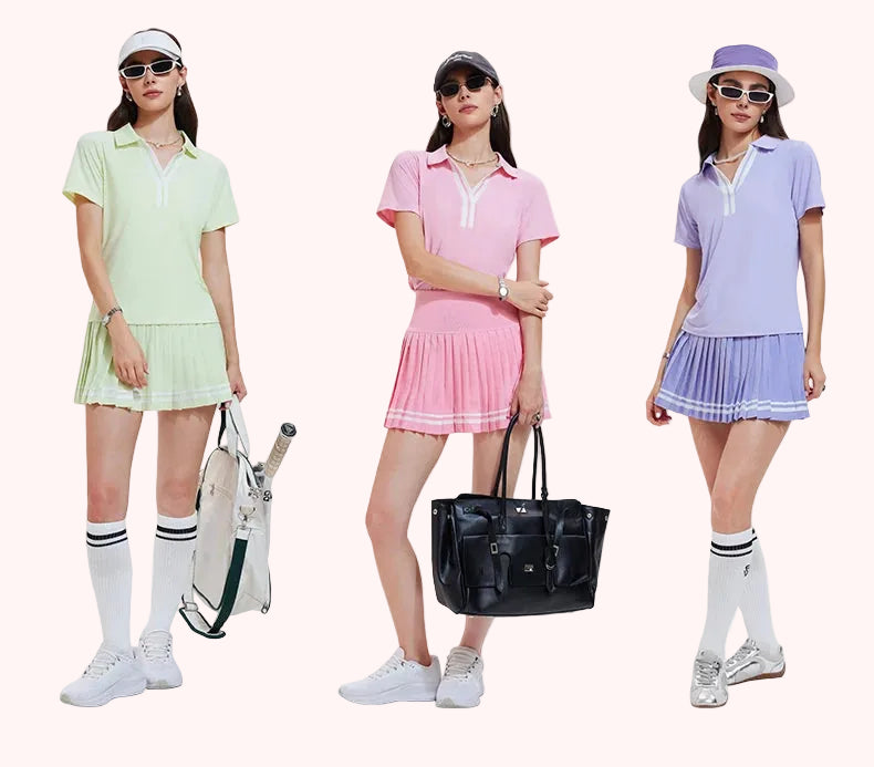 Polo Neck Aesthetic Badminton Tennis Wear Women Polo T-shirts Running Fitness Top Casual Crop Sports Tops