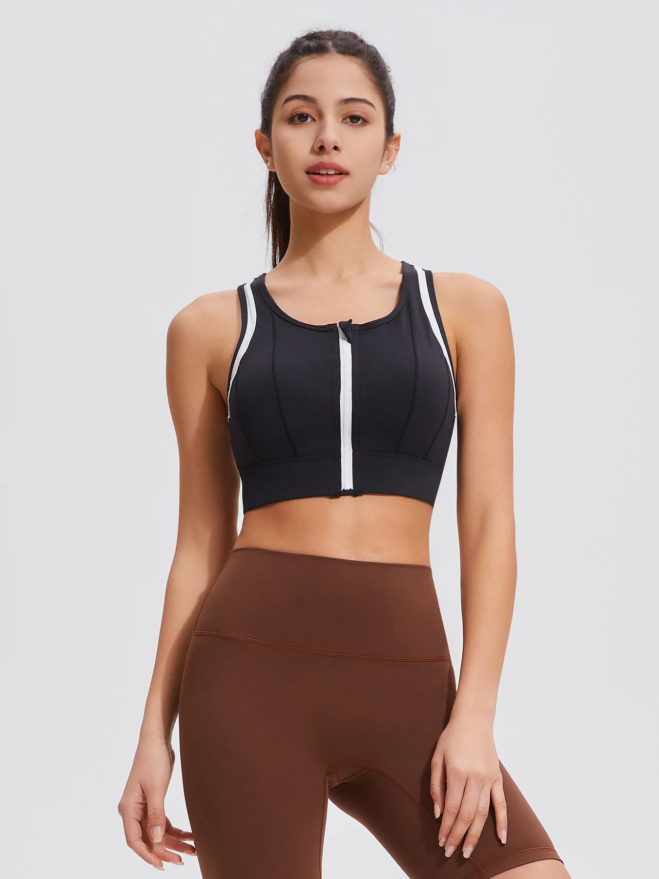 Big Plus Size Workout Running Sports Bras for Women High Impact Support Zip Front Bra With Adjustable Hook Shoulder