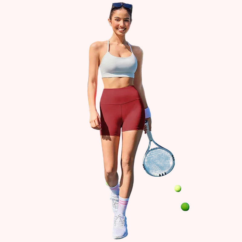 Summer Fitness Quick Drying Breathable Tennis Vest and Three-Quarter Pants Solid Color High Waist Pickleball Wear Sports Sets
