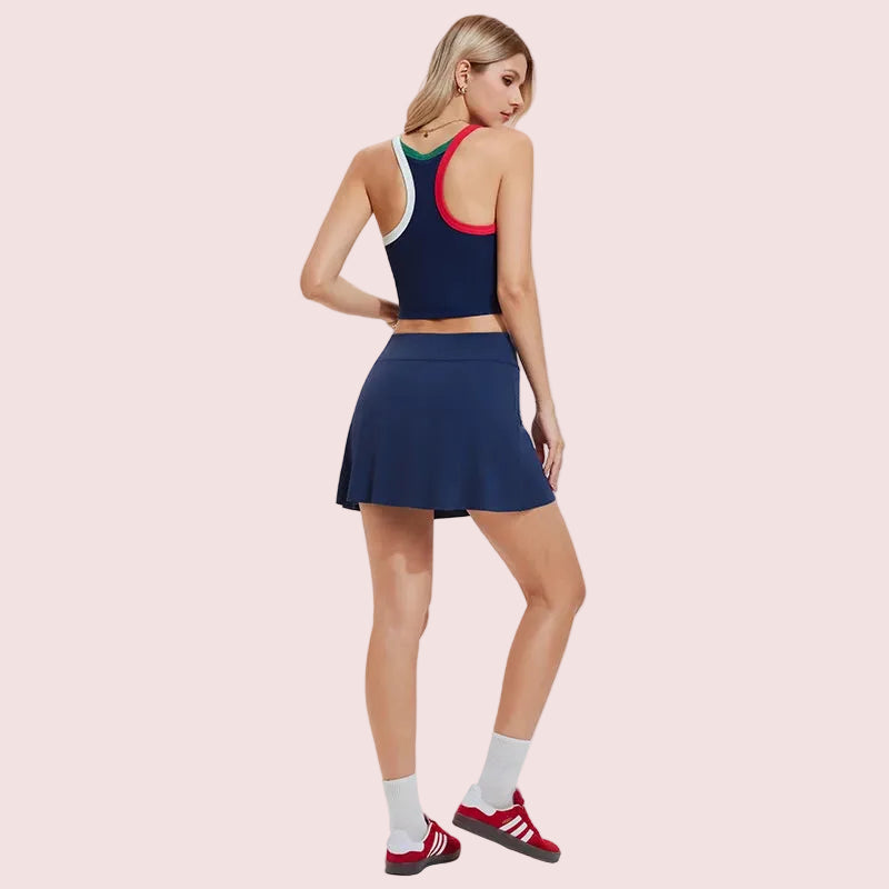 Women's Tennis Pickleball Outfit  Tank Top & Skort Set with Built-in Shorts for Golf Badminton Workout