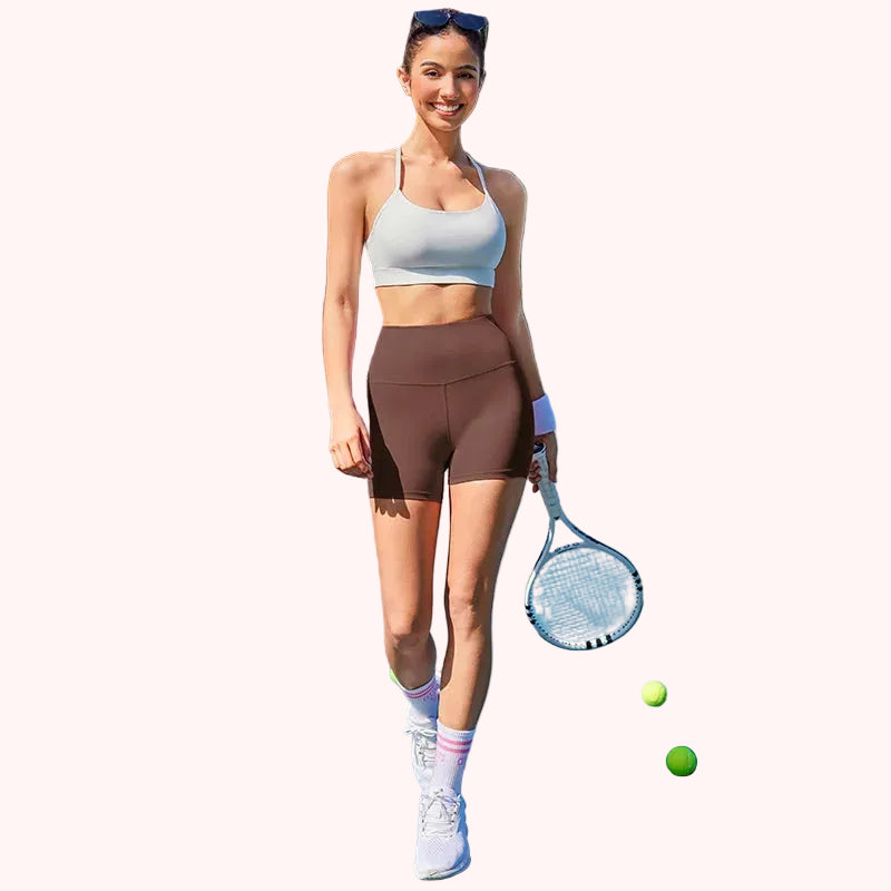 Summer Fitness Quick Drying Breathable Tennis Vest and Three-Quarter Pants Solid Color High Waist Pickleball Wear Sports Sets