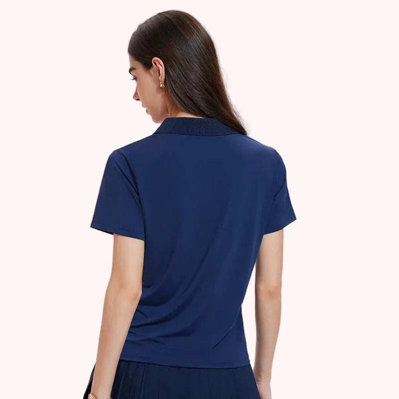 Polo Neck Aesthetic Badminton Tennis Wear Women Polo T-shirts Running Fitness Top Casual Crop Sports Tops