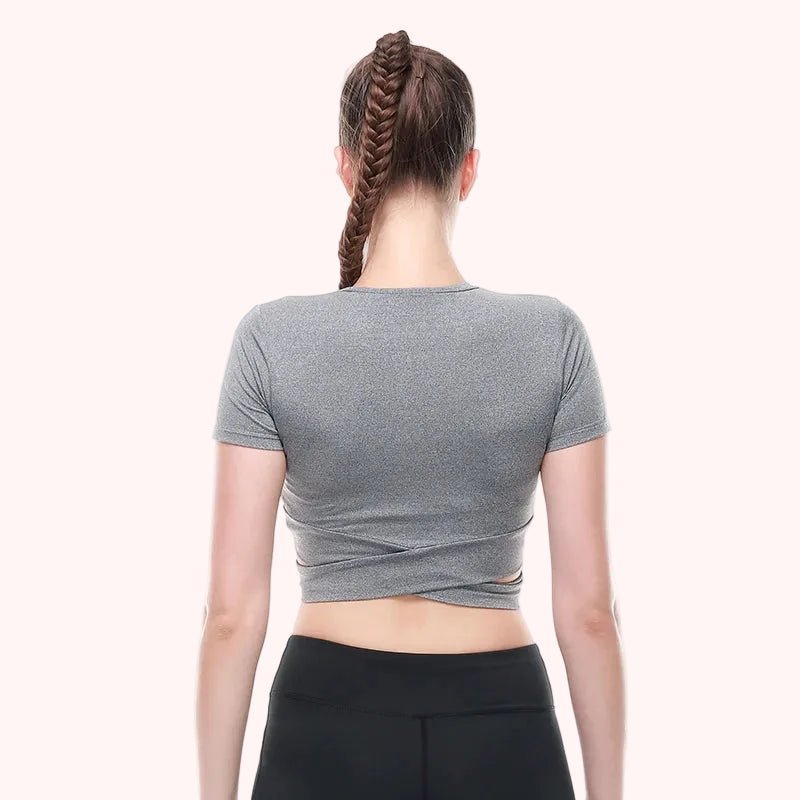 Workout Shirt Women Ladies Gym Clothing Umbilical Fitness t Shirt Yoga Crop Tops