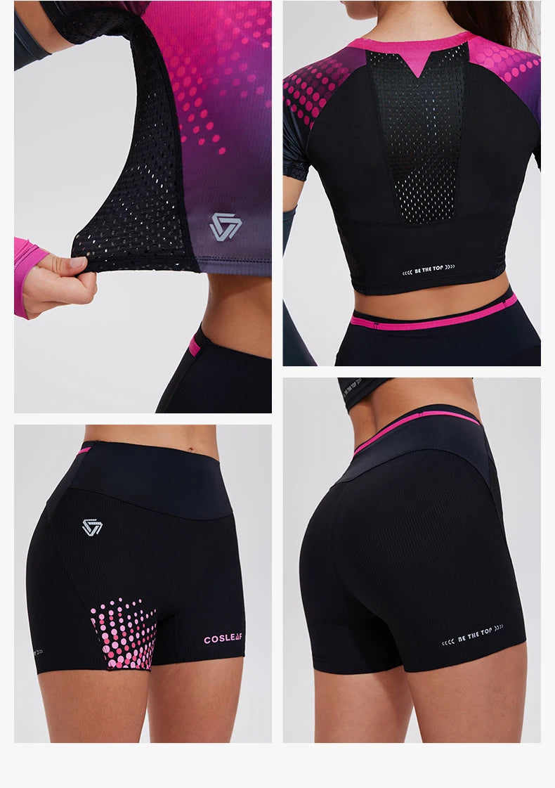 Hot Solid Color Activewear Sports Eunning Set Soft Seamless Shorts Leggings Women Workout Sets Gym Fitness Sets With Oversleeve