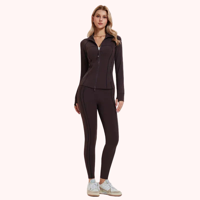High Quality Full-Zipper Long Sleeve Yoga Activewear Women's Windproof Casual Warm Durable Tight Sports Fitness Coat