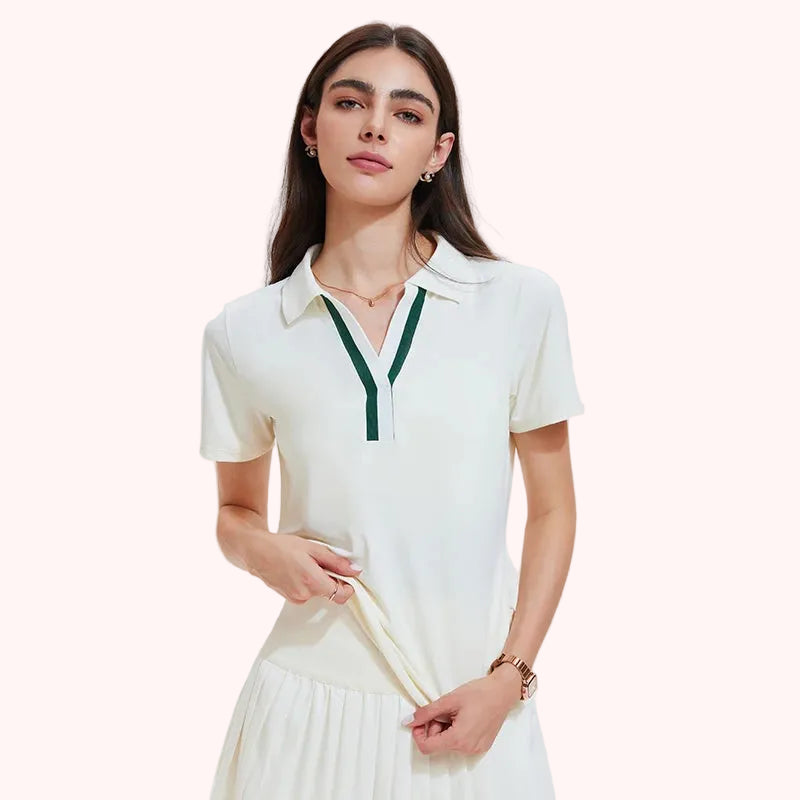 Polo Neck Aesthetic Badminton Tennis Wear Women Polo T-shirts Running Fitness Top Casual Crop Sports Tops