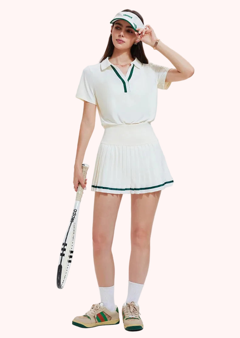 Polo Neck Aesthetic Badminton Tennis Wear Women Polo T-shirts Running Fitness Top Casual Crop Sports Tops